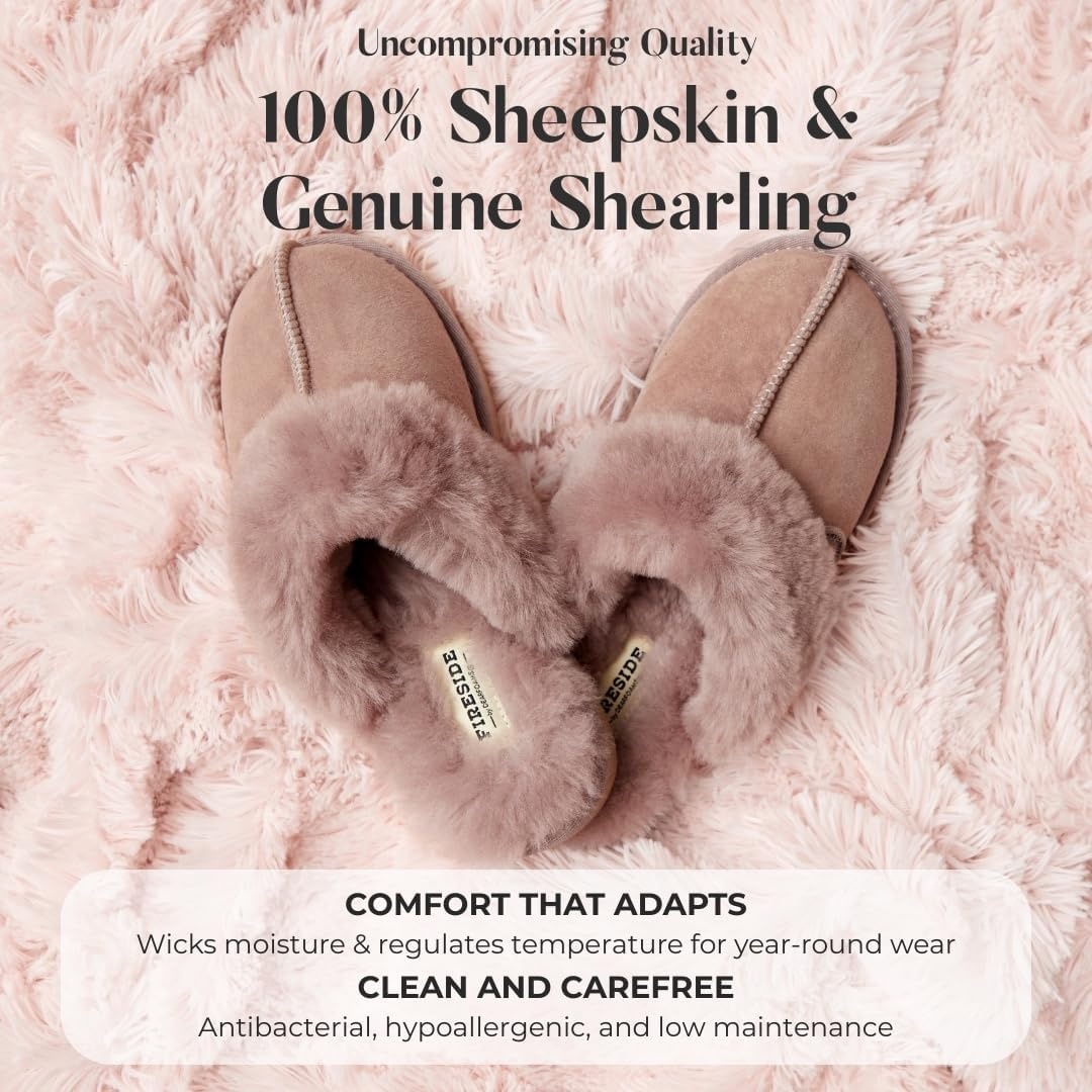 image:imageFireside by Dearfoams Womens Sydney Shearling Slippers Dusty Pink 11
