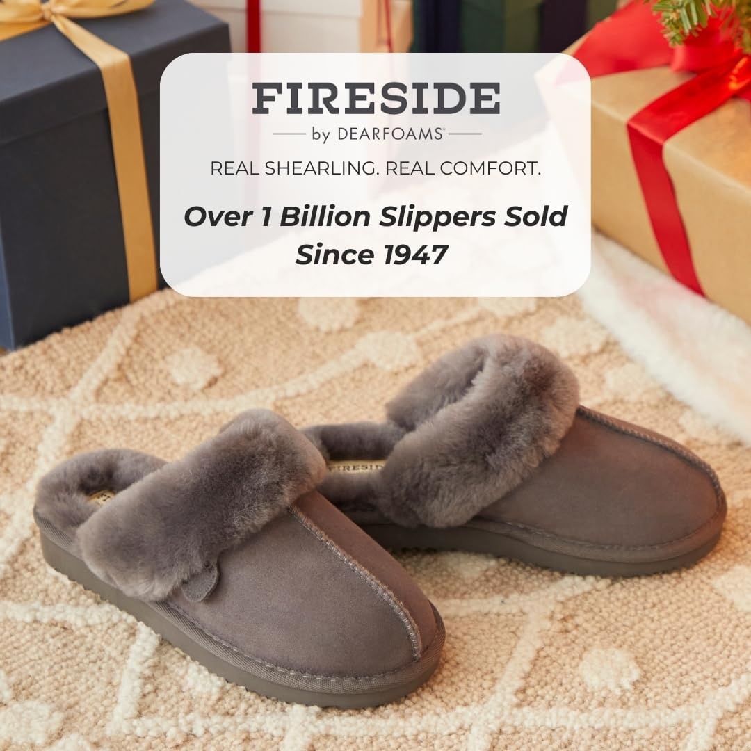 image:imageFireside by Dearfoams Womens Sydney Shearling Slippers Grey 10