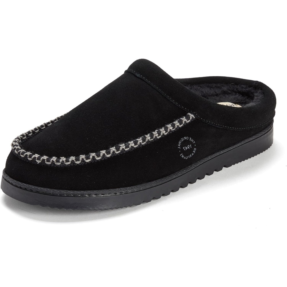 image:imageDearfoams mens House Slipper Memory Foam Suede Clog Beckett Breathable Indoor ShoesBlack