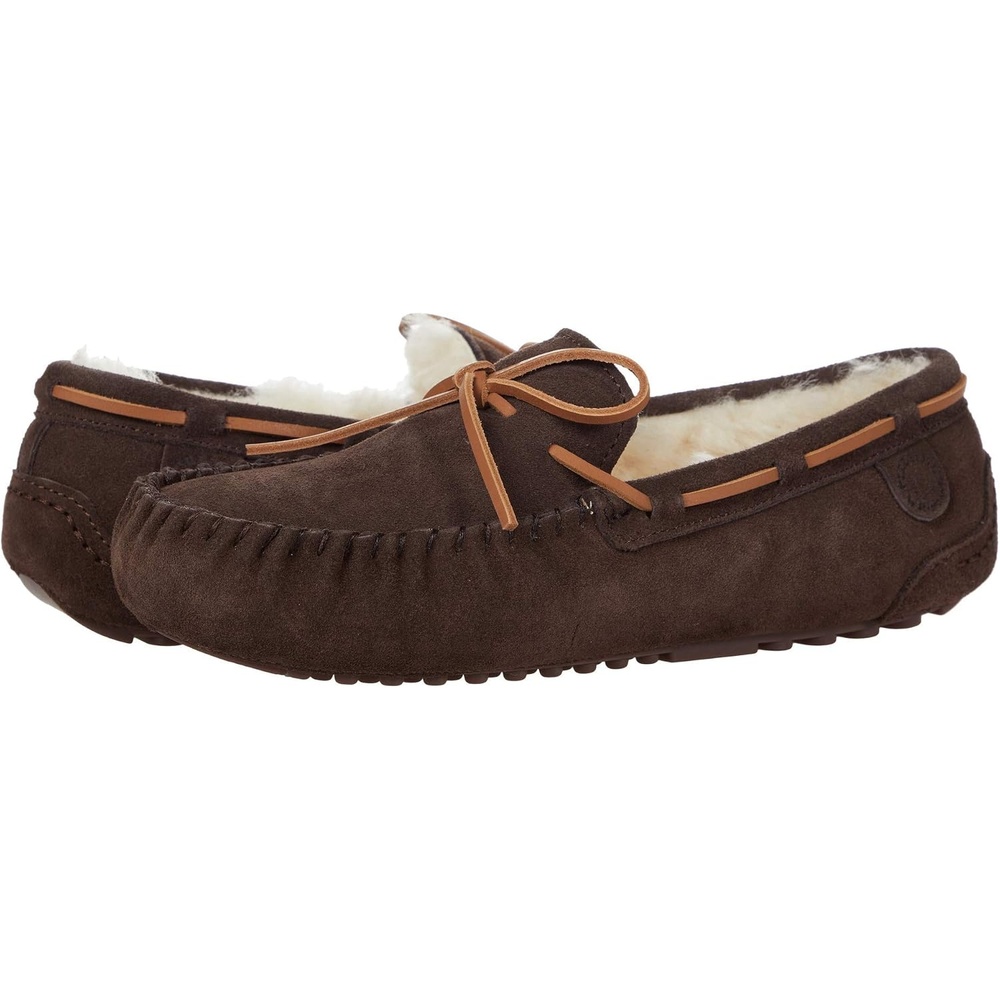 image:imageFireside By Dearfoams Mens Victor Shearling Moccasin With Tie Slipper Coffee 11 US