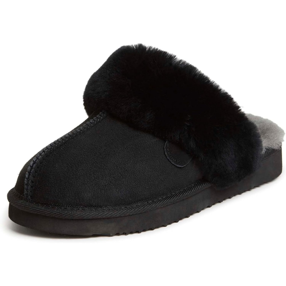 image:imageFireside by Dearfoams Womens Sydney Shearling Slippers Black 7