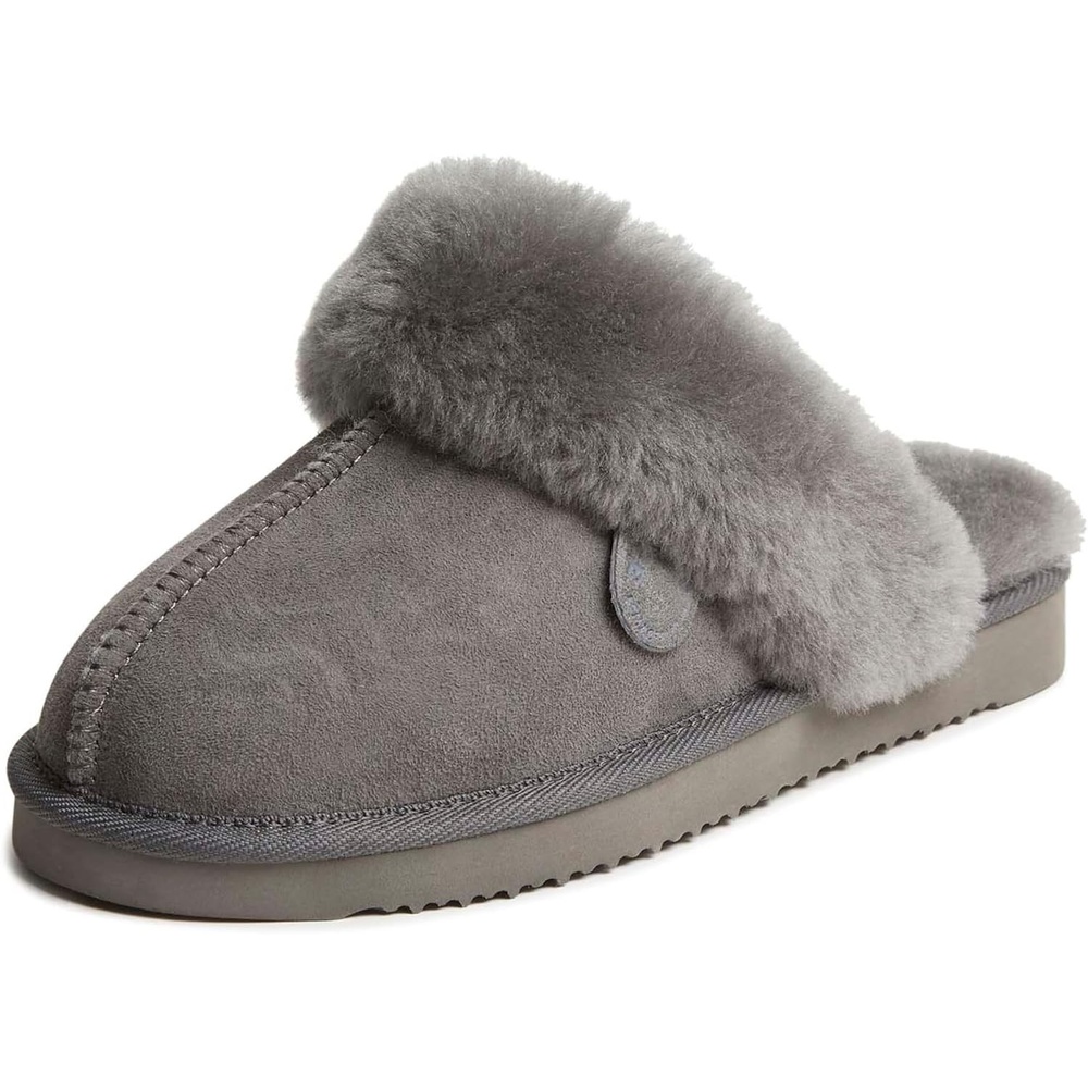 image:imageFireside by Dearfoams Womens Sydney Shearling Slippers Grey 10