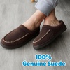 Dearfoams mens House Slipper Memory Foam Suede Clog – Beckett Breathable Indoor Shoes(Coffee)