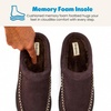 Dearfoams mens House Slipper Memory Foam Suede Clog – Beckett Breathable Indoor Shoes(Coffee)
