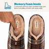 Dearfoams mens Slippers Indoor House Shoes With Memory Foam – Aldan Clog Slipper(Brown Plaid)