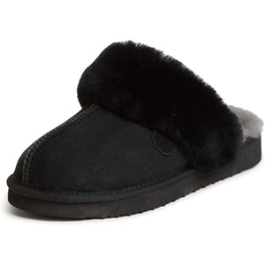 Fireside by Dearfoams Women’s Sydney Shearling Slippers, Black, 7