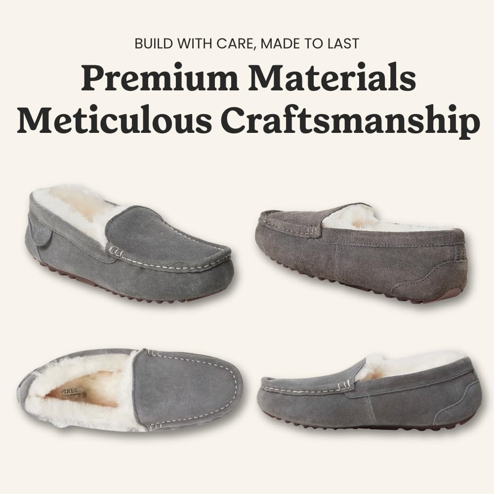image:imageDearfoams Womens Fireside Water Resistant Mel Shearling Moccasin Slipper Grey 11
