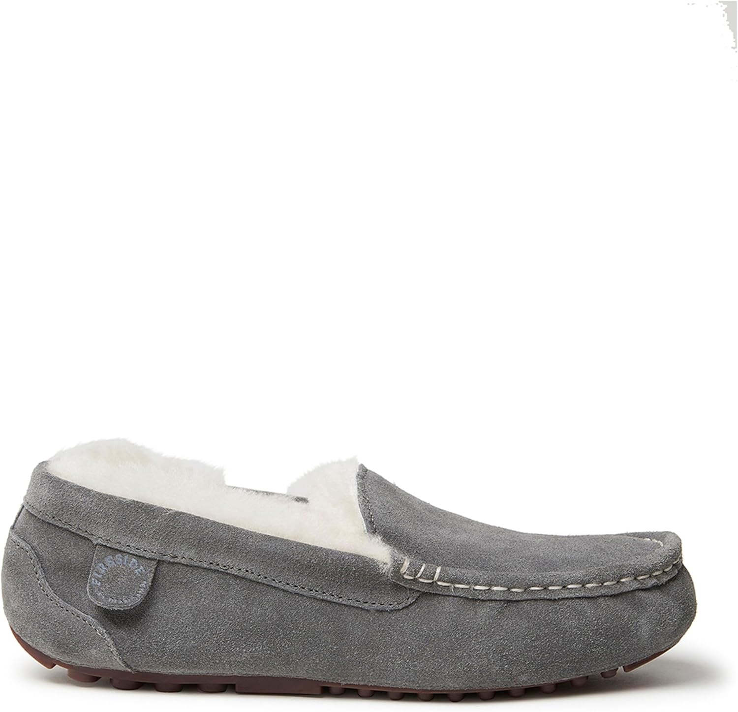 image:imageDearfoams Womens Fireside Water Resistant Mel Shearling Moccasin Slipper Grey 11