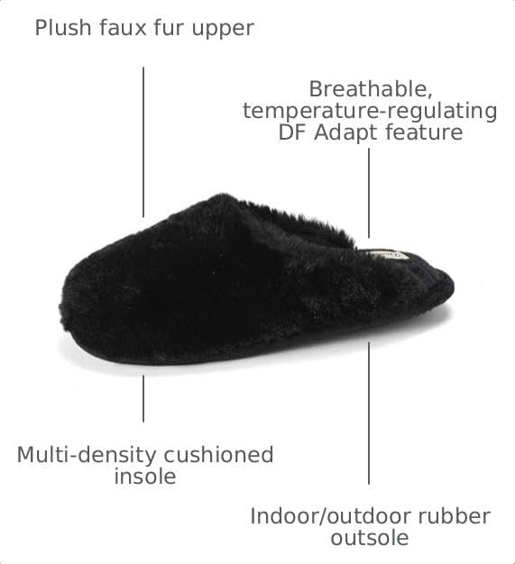 image:imageDearfoams womens Bailey Plush Furry Scuff SlipperBlack