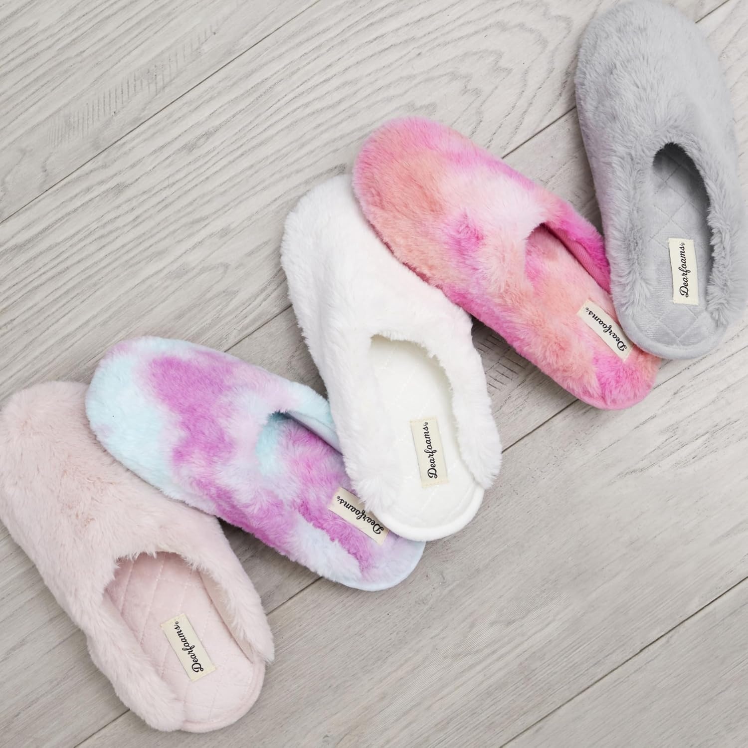 image:imageDearfoams womens Bailey Plush Furry Scuff SlipperDusty Pink