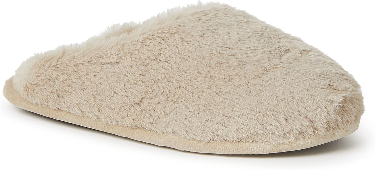 image:imageDearfoams womens Bailey Plush Furry Scuff SlipperLatte