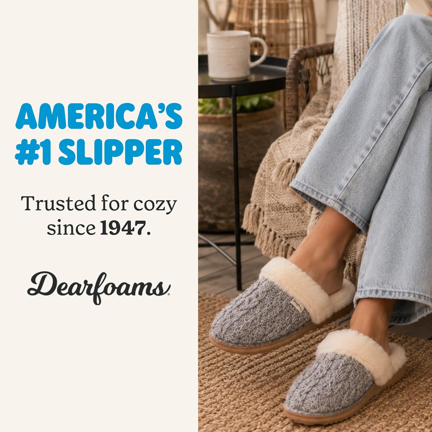 image:imageDearfoams womens House Slipper With Memory Foam Nicki Knit Scuff Indoor ShoesGrey
