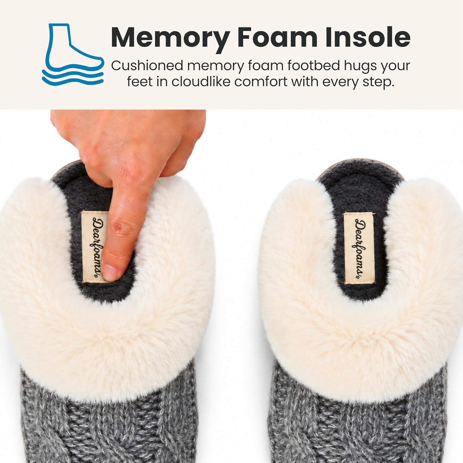 image:imageDearfoams womens House Slipper With Memory Foam Nicki Knit Scuff Indoor ShoesGrey