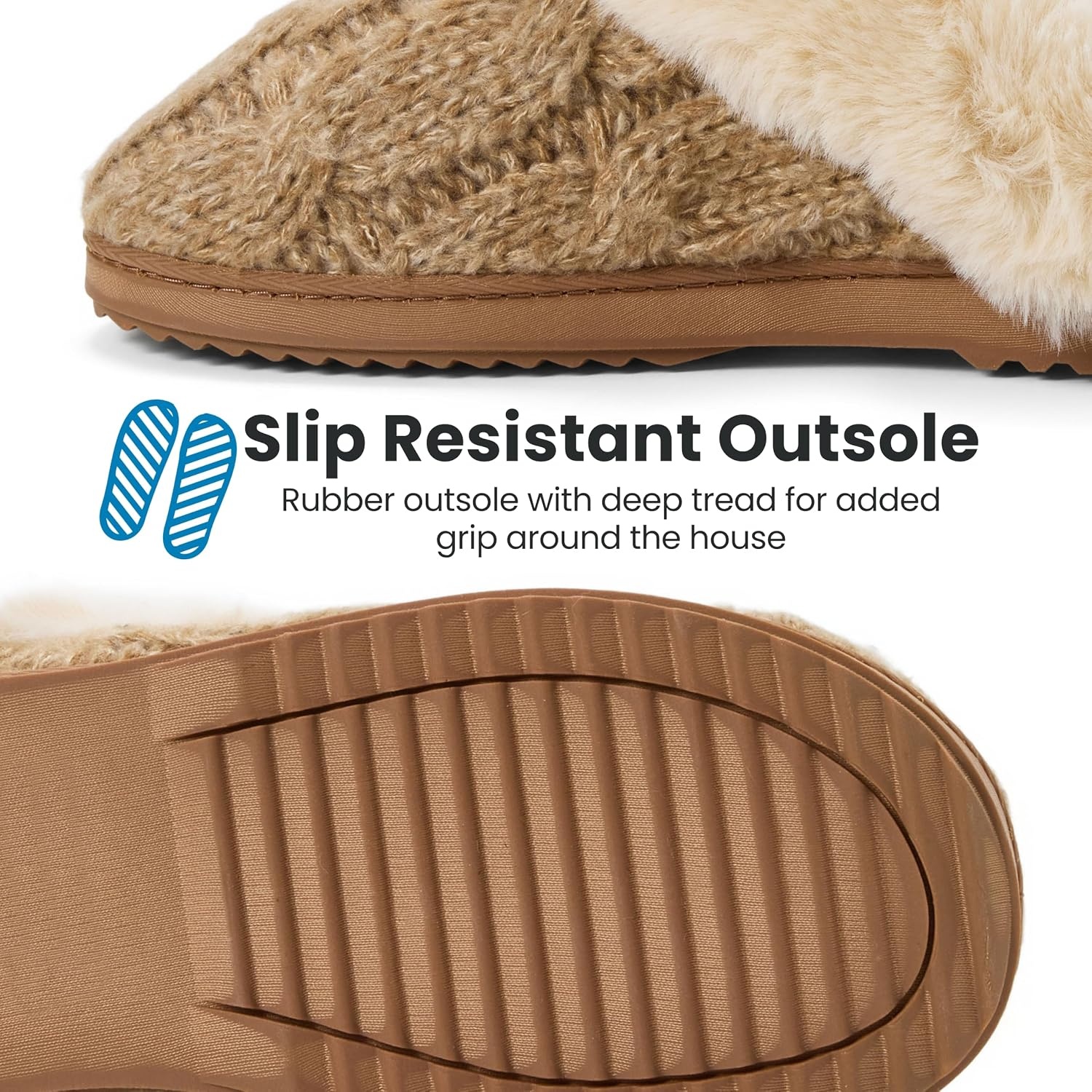 image:imageDearfoams womens House Slipper With Memory Foam Nicki Knit Scuff Indoor ShoesLatte