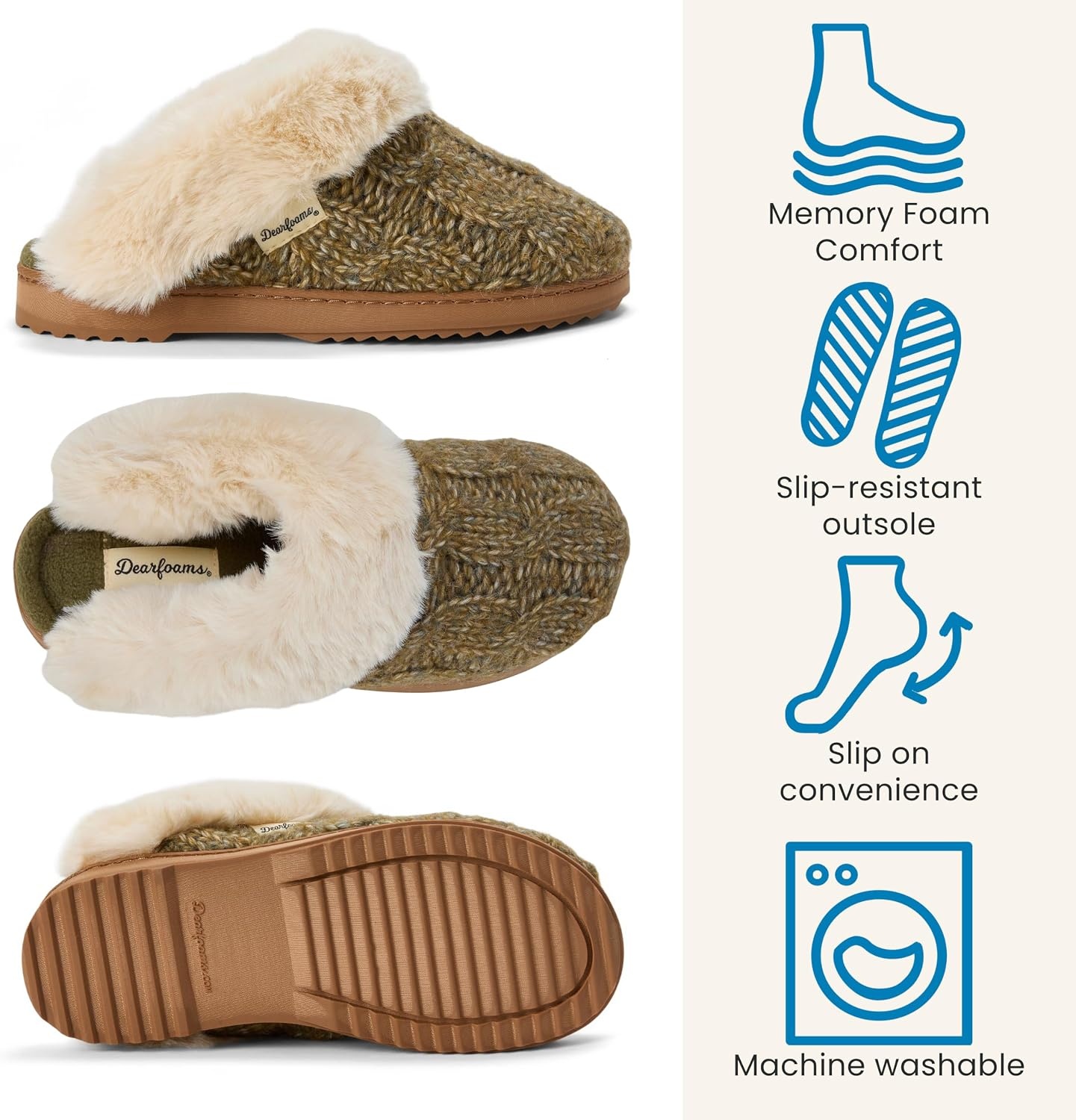 image:imageDearfoams womens House Slipper With Memory Foam Nicki Knit Scuff Indoor ShoesLoden