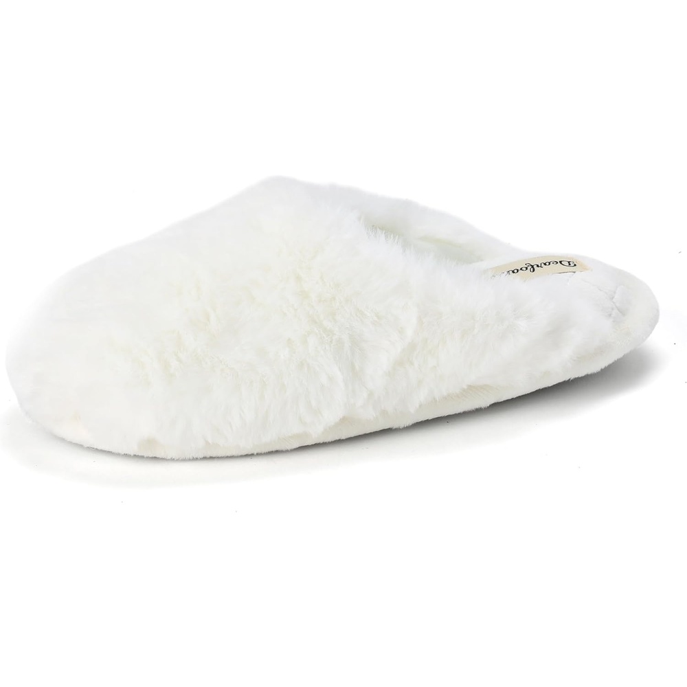 image:imageDearfoams womens Bailey Plush Furry Scuff SlipperAlabaster