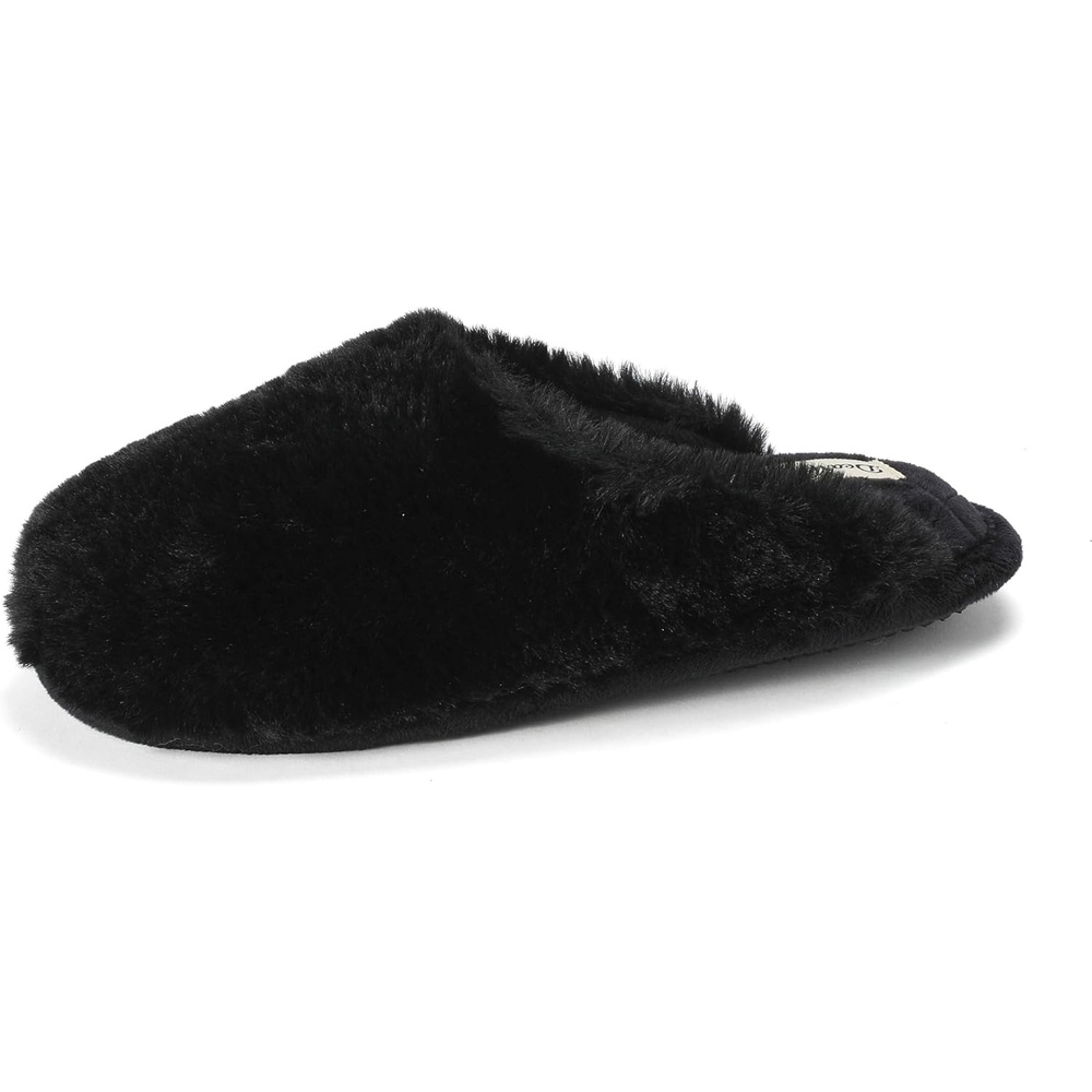 image:imageDearfoams womens Bailey Plush Furry Scuff SlipperBlack