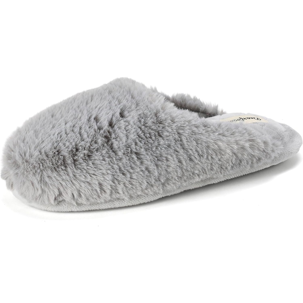 image:imageDearfoams womens Bailey Plush Furry Scuff SlipperSleet
