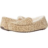 Dearfoams Women’s Fireside Water Resistant Indoor/Outdoor Genuine Shearling Mel Moccasin Slipper, Wide Widths Leopard