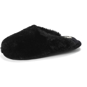 Dearfoams womens Bailey Plush Furry Scuff Slipper(Black)
