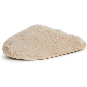 Dearfoams womens Bailey Plush Furry Scuff Slipper(Latte)