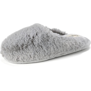 Dearfoams womens Bailey Plush Furry Scuff Slipper(Sleet)