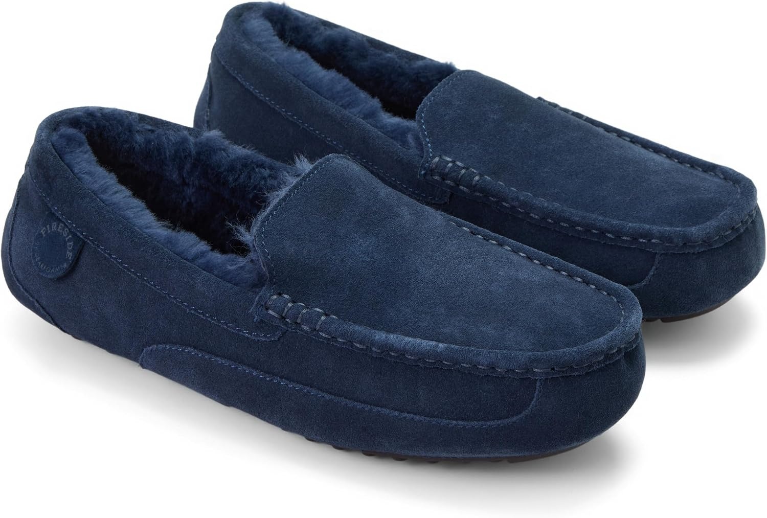 image:imageDearfoams Melbourne Genuine Shearling Moccasin Navy 12 M