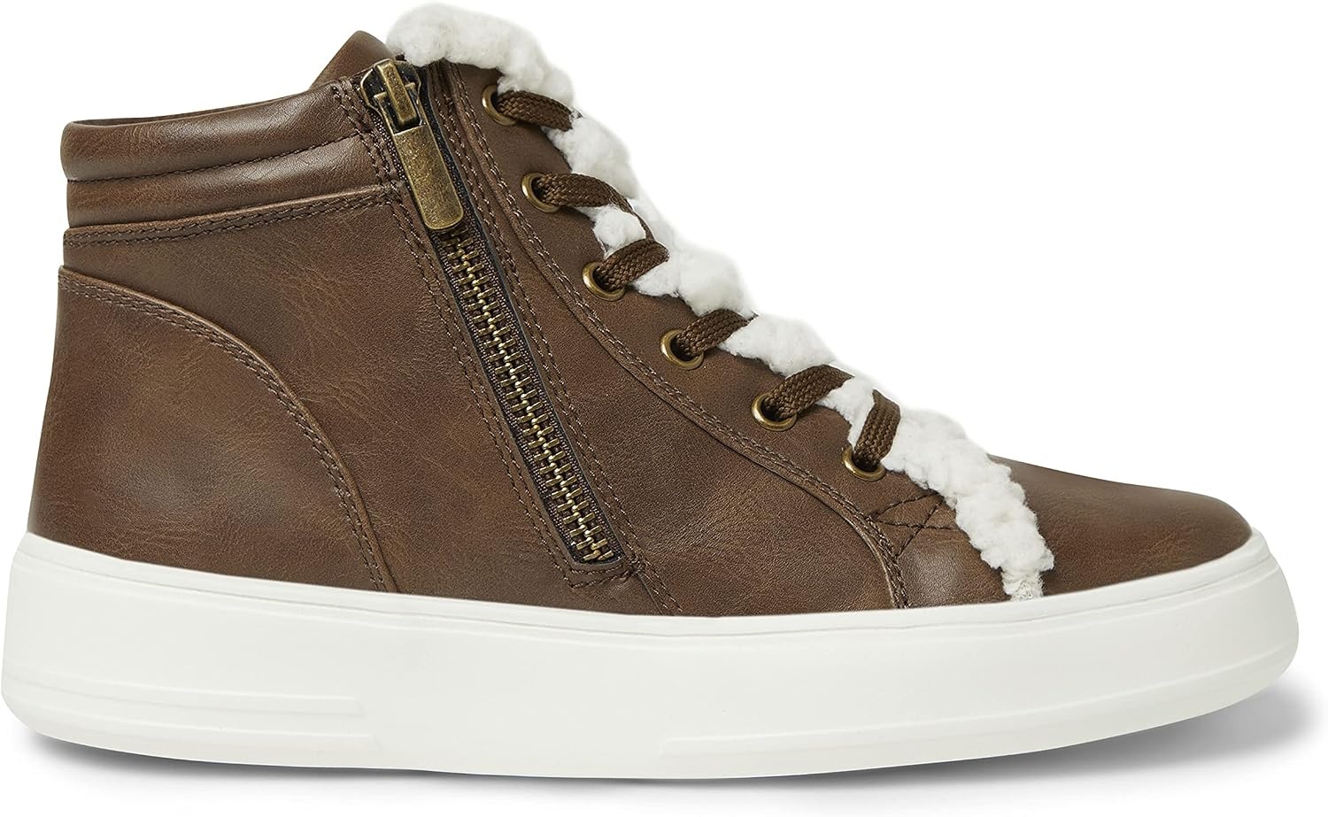 image:imageDearfoams Womens Kinsley Sport Foam Outside Zip amp Lace BootieBrown
