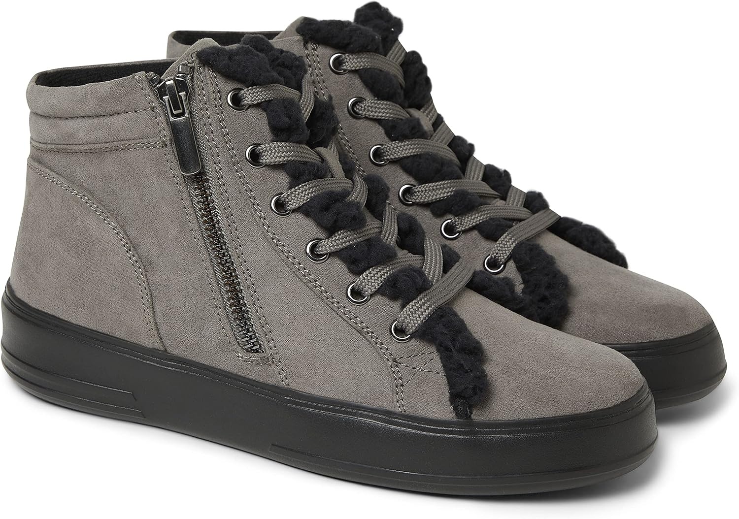 image:imageDearfoams Womens Kinsley Sport Foam Outside Zip amp Lace BootieGrey