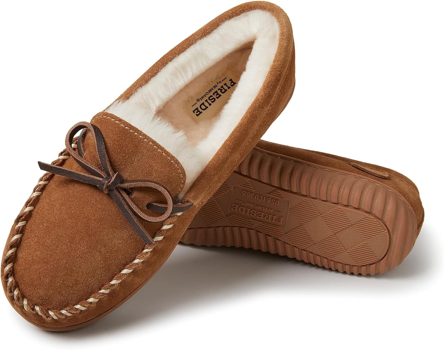 image:imageFireside by Dearfoams Alice Springs Genuine Shearling MoccasinChestnut