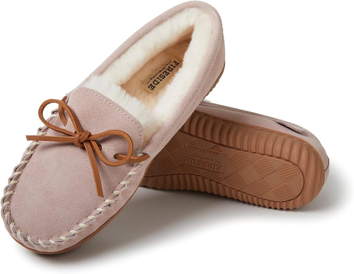 image:imageFireside by Dearfoams Alice Springs Genuine Shearling MoccasinDusty Pink