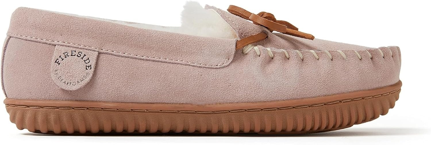 image:imageFireside by Dearfoams Alice Springs Genuine Shearling MoccasinDusty Pink