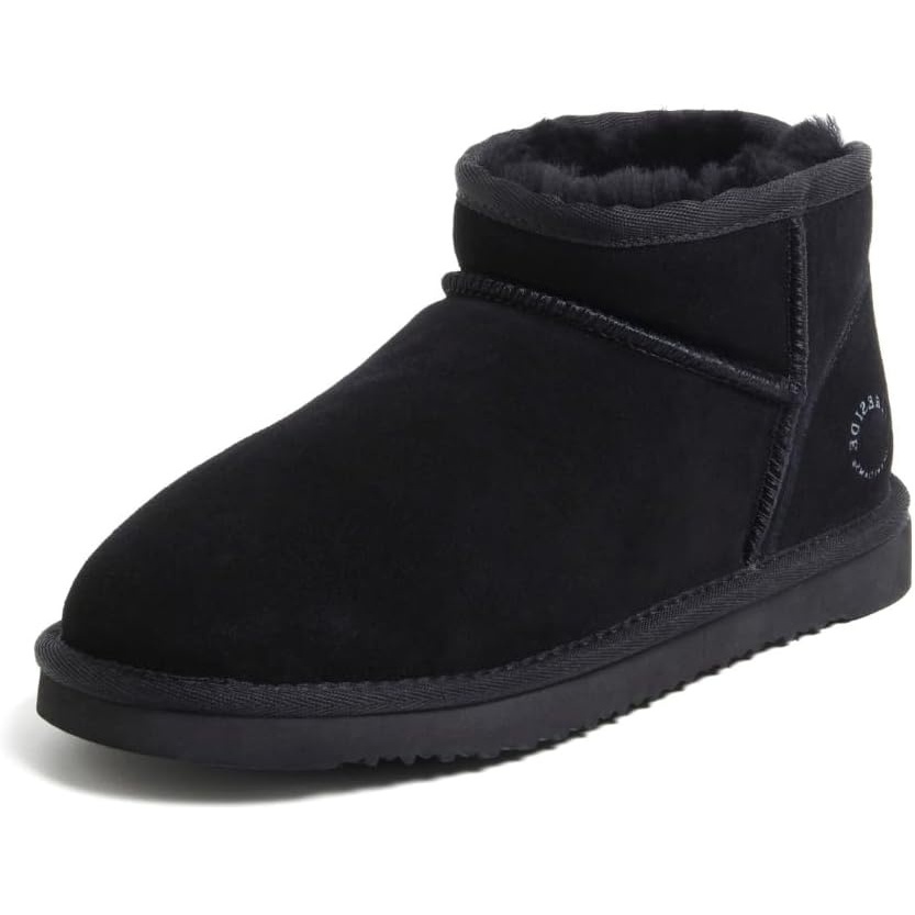 image:imageDearfoams Riverland Genuine Shearling and WaterResistant Micro Bootie Black 10 M