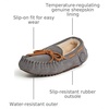 Dearfoams Kids’ Parker Genuine Shearling Indoor and Outdoor Moccasin(Grey)