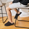 Dearfoams mens Memory Foam House Shoes, Slip on Microsuede Clog, Furry Lined Slippers(Black)