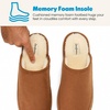 Dearfoams mens Memory Foam House Shoes, Slip on Microsuede Clog, Furry Lined Slippers(Chestnut Tan)