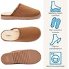 Dearfoams mens Memory Foam House Shoes, Slip on Microsuede Clog, Furry Lined Slippers(Chestnut Tan)