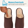 Dearfoams mens Memory Foam House Shoes, Slip on Microsuede Clog, Furry Lined Slippers(Coffee Brown)