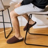 Dearfoams mens Memory Foam House Shoes, Slip on Microsuede Clog, Furry Lined Slippers(Coffee Brown)