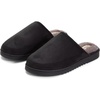 Dearfoams mens Memory Foam House Shoes, Slip on Microsuede Clog, Furry Lined Slippers(Black)