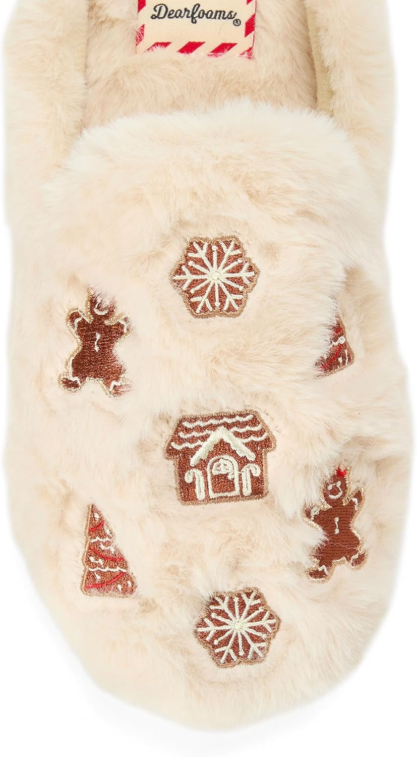 image:imageDearfoams Womens Novelty Gift Teddy Sherpa Scuff Slip On House ShoeCreme Brulee