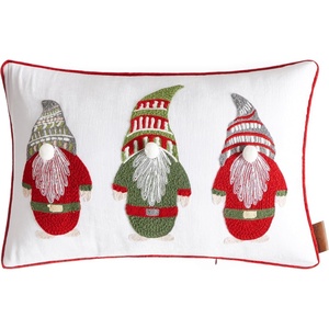 Dearfoams White and Red Holiday Gnomes Embroiderd Rectangle Accent Throw Pillow,14″x22″