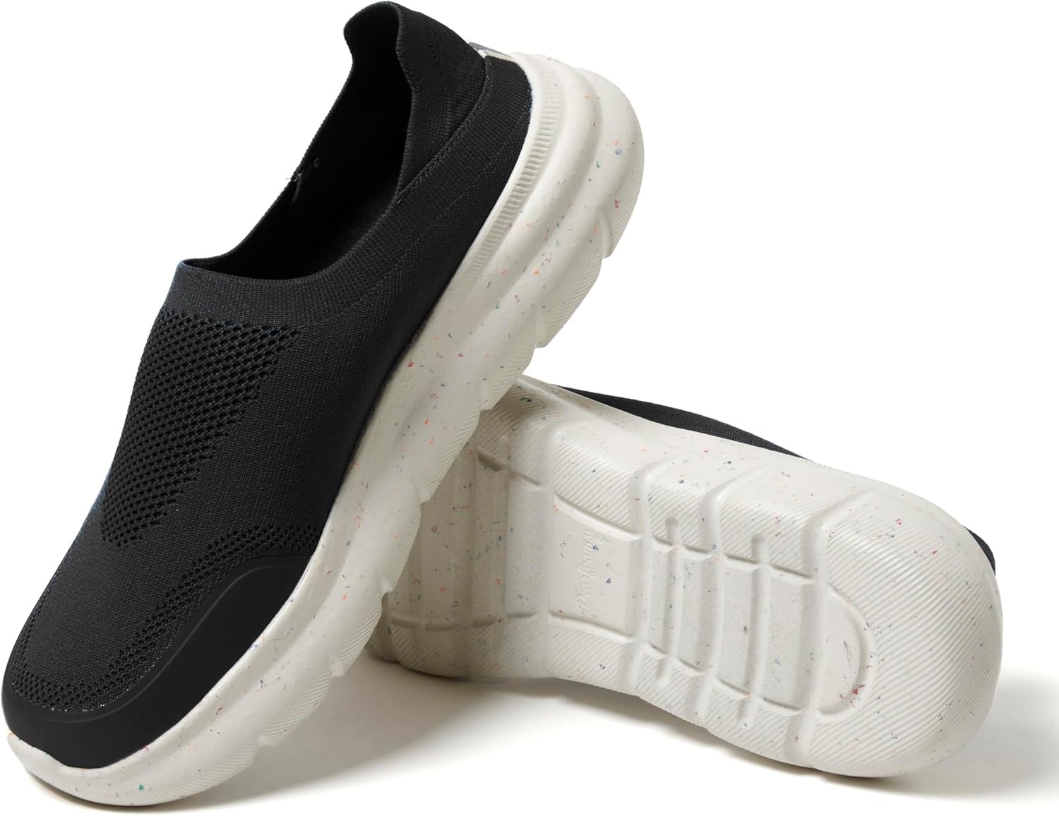 image:imageDearfoams Mens Knox Collapse Back Lightweight Slip on SneakerBlack Knit