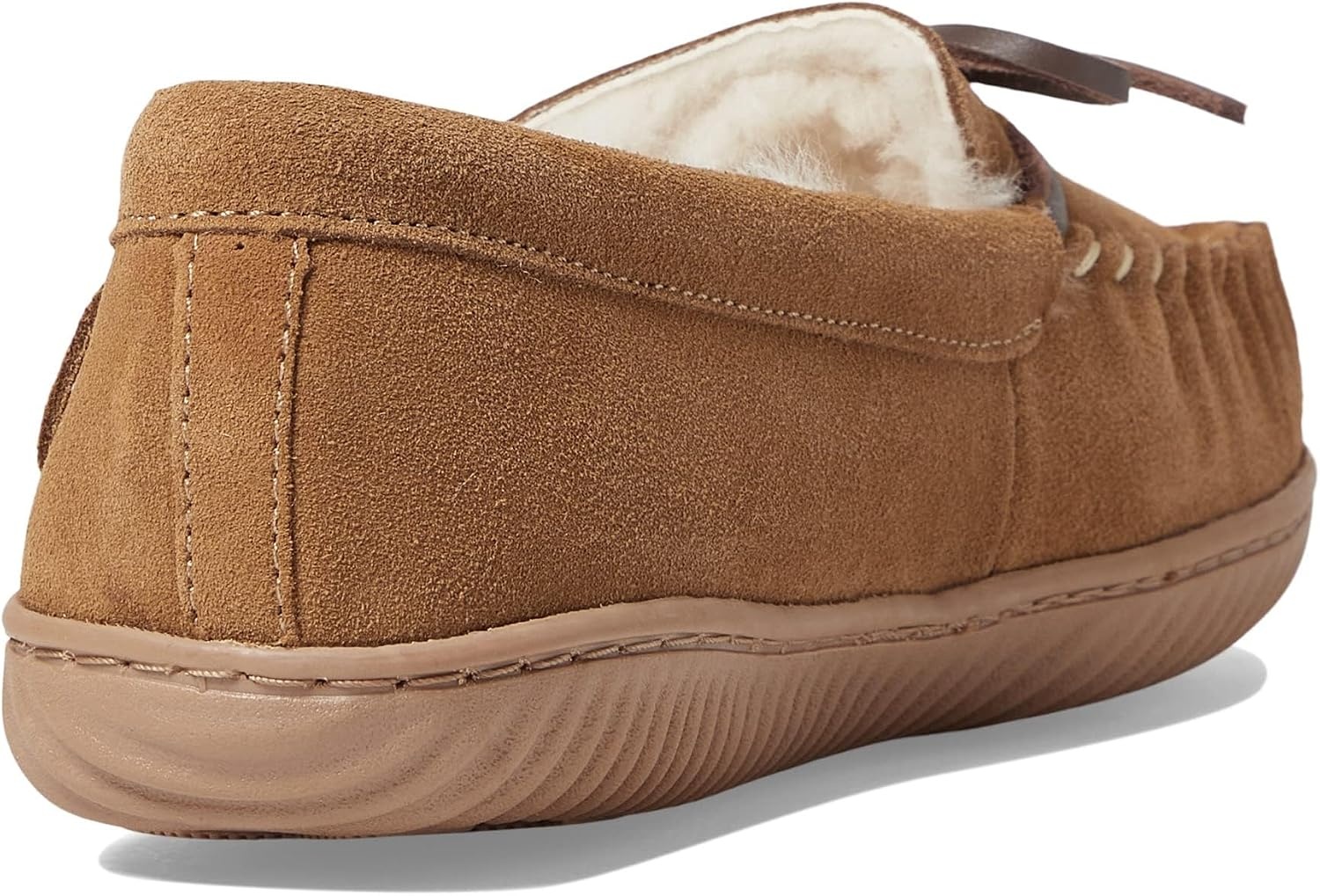 image:imageDearfoams Mens Nelson Bay Genuine Shearling IndoorOutdoor Moccasin SlipperChestnut