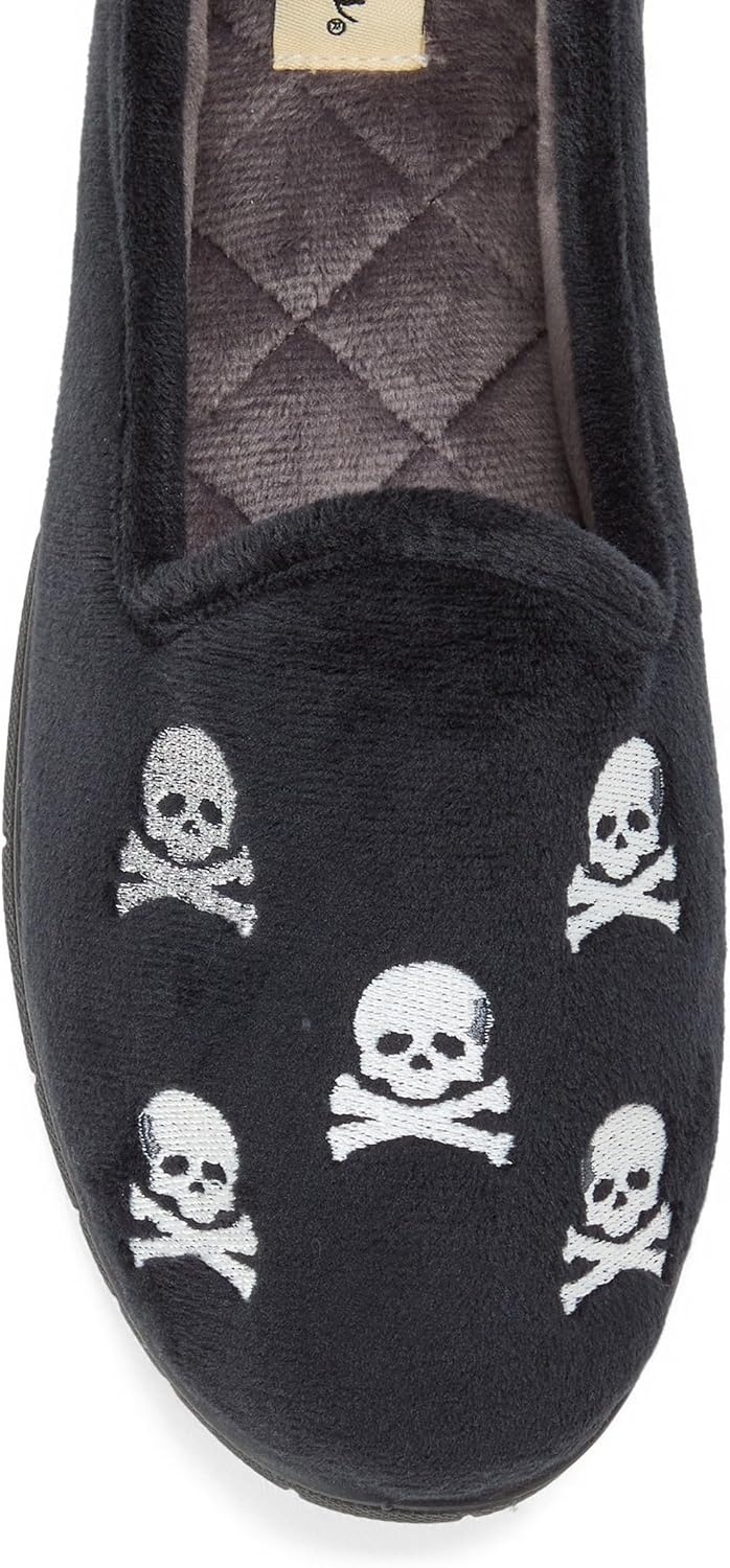 image:imageDearfoams Womens Rachel Velour Closed BackBlack 1