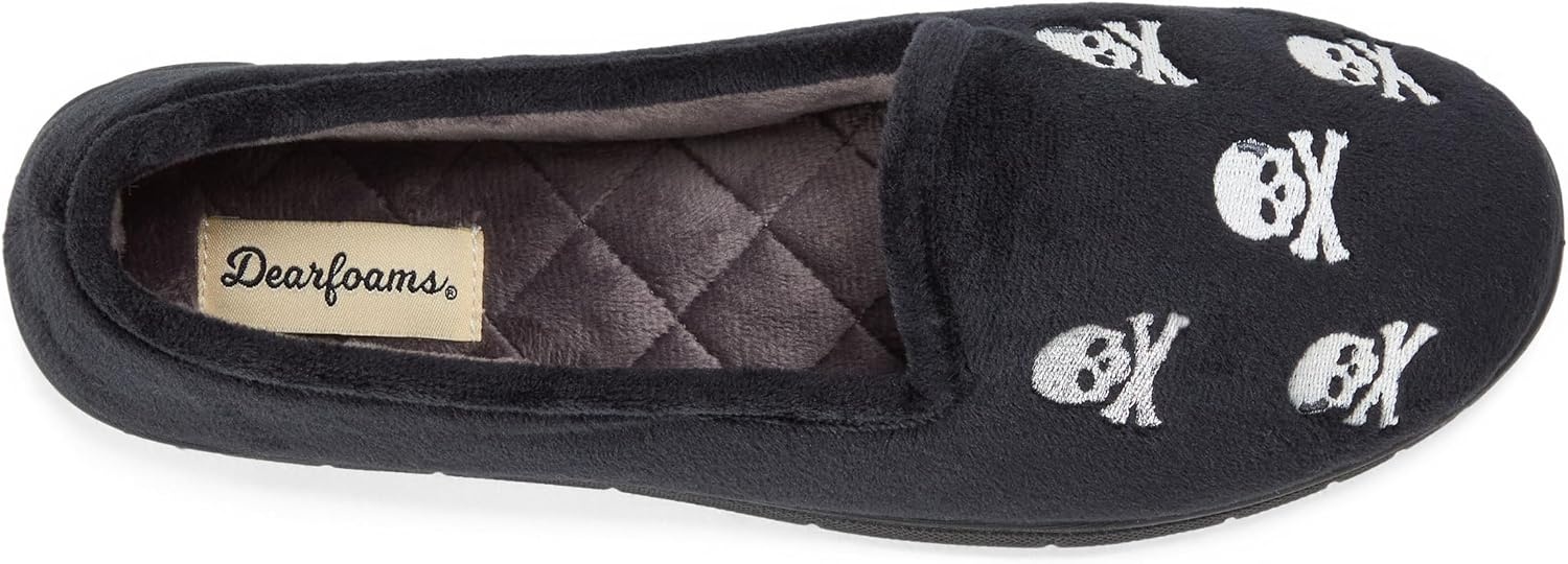 image:imageDearfoams Womens Rachel Velour Closed BackBlack 1