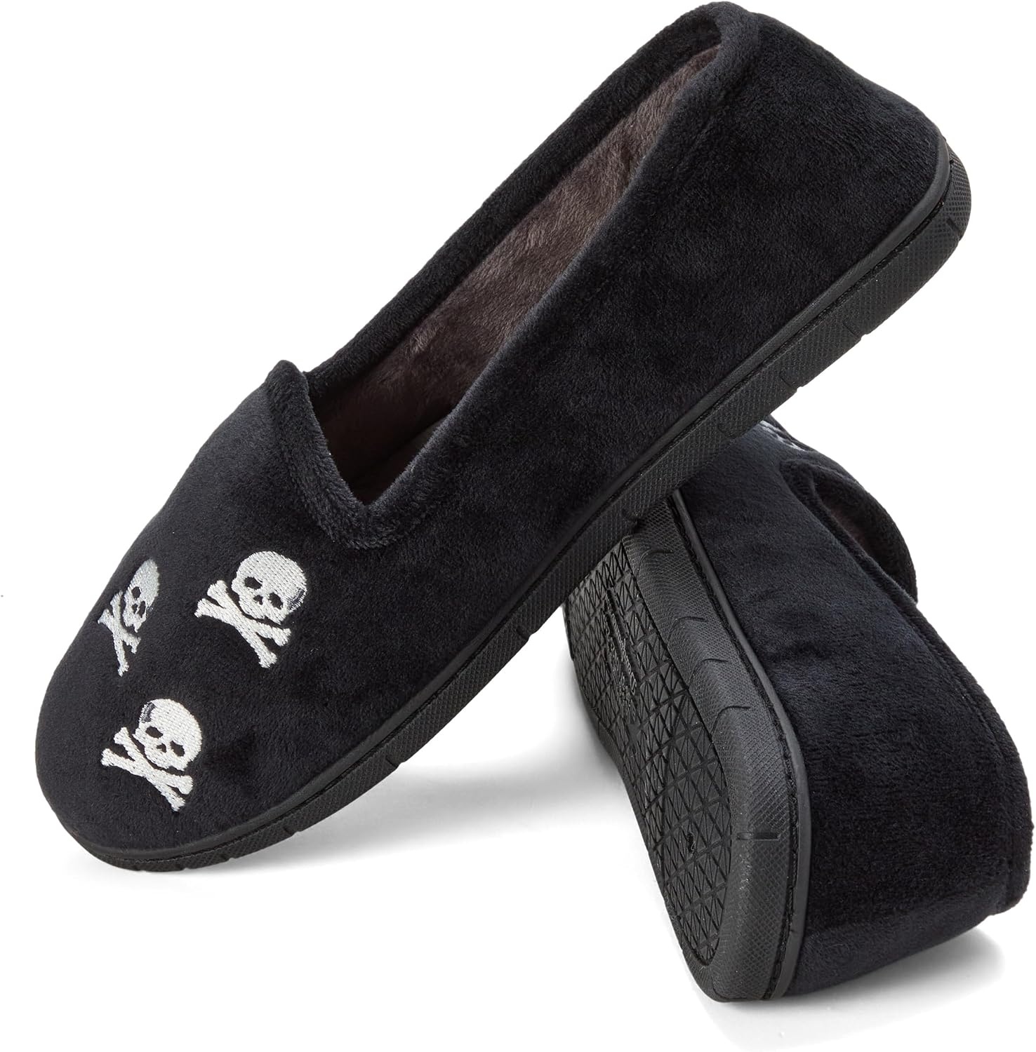 image:imageDearfoams Womens Rachel Velour Closed BackBlack 1