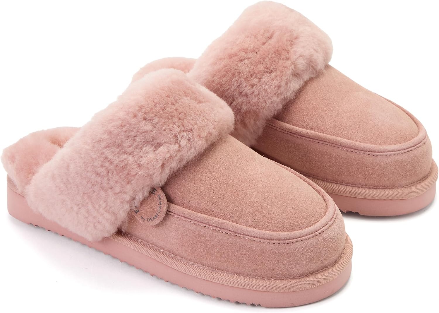 image:imageDearfoams Womens Melville Genuine Shearling ScuffDusty Pink