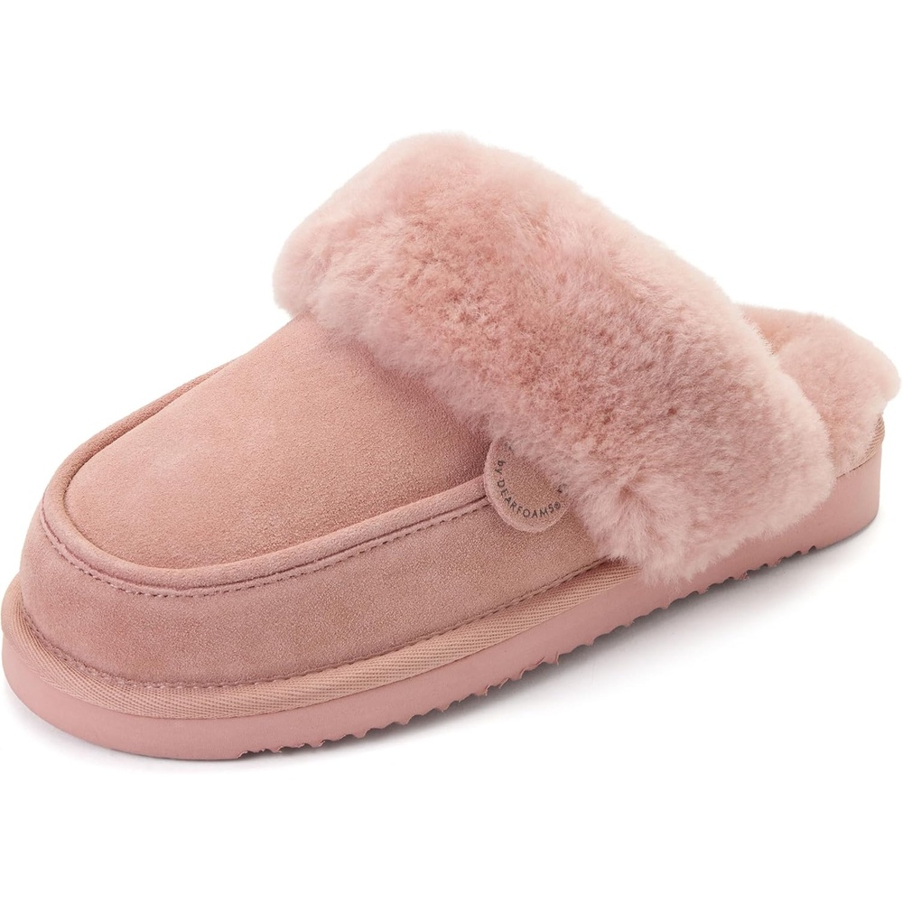 image:imageDearfoams Womens Melville Genuine Shearling ScuffDusty Pink