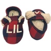 Dearfoams Toddler Boys & Girls Red & Navy Buffalo Plaid Baby Bear Slippers 7-8